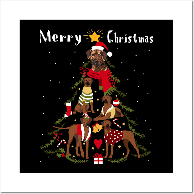 Christmas Tree Rhodesian Ridgeback Lover Xmas Wall Art by magazin